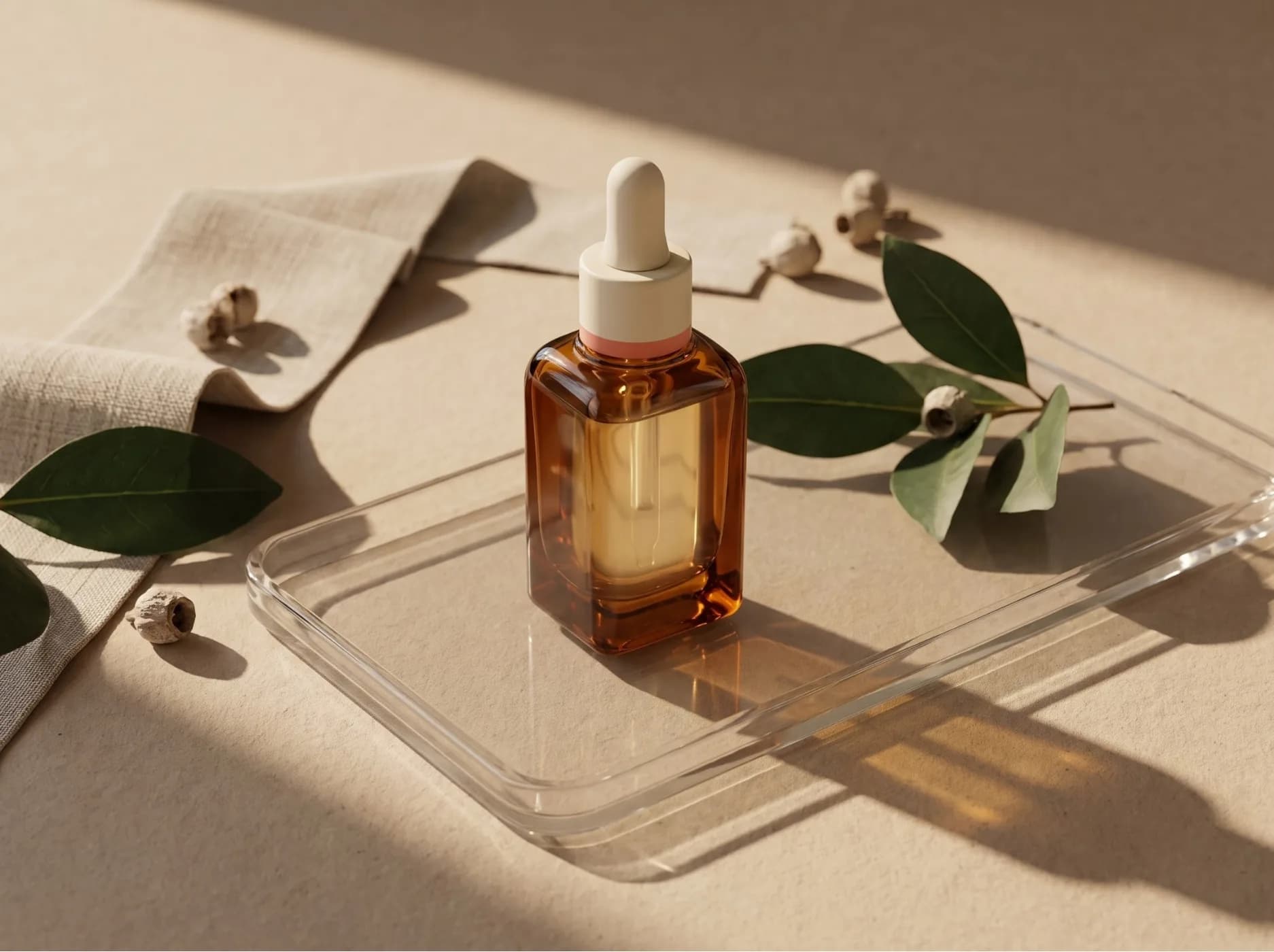 Representative landscape carousel image of the unbranded botanical face serum on a glass tray