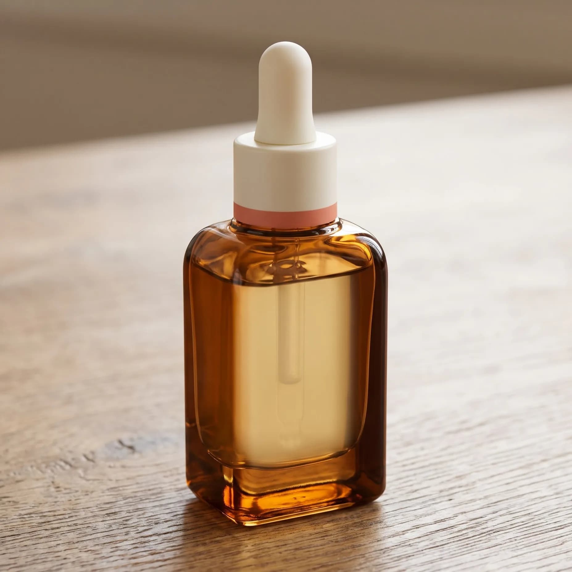 Representative unbranded botanical face serum photographed for a campaign brief